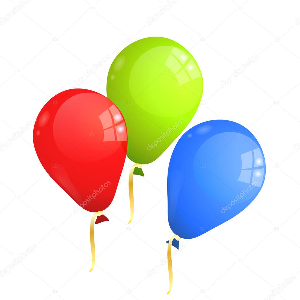 Red, green and blue (RGB) balloons isolated on white