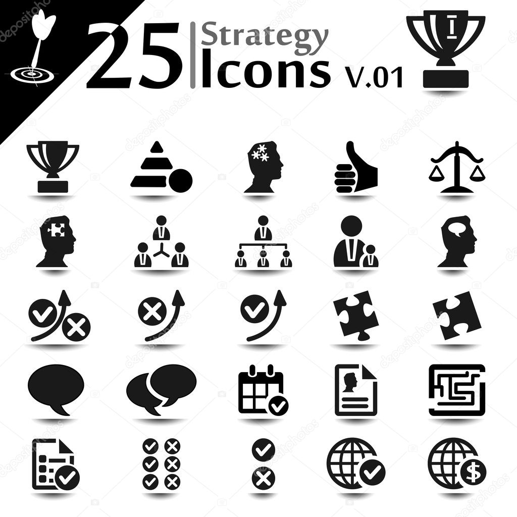 Business strategy icon set