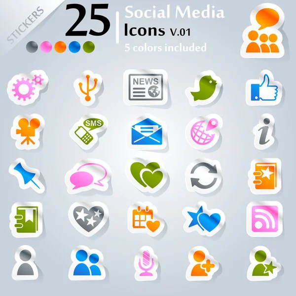 Icone dei social media v.01 — Vettoriale Stock