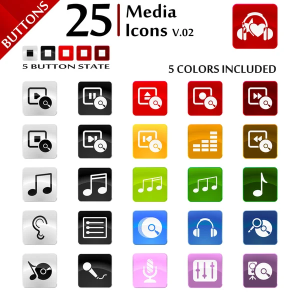 Iconos de medios v.02 — Vector de stock