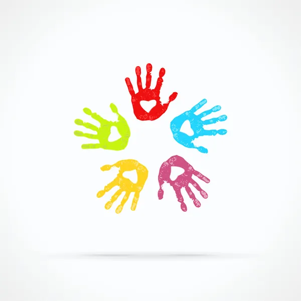 Kolorowe ręce — Wektor stockowy