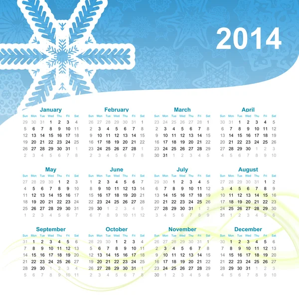 Calendario 2014 — Vettoriale Stock