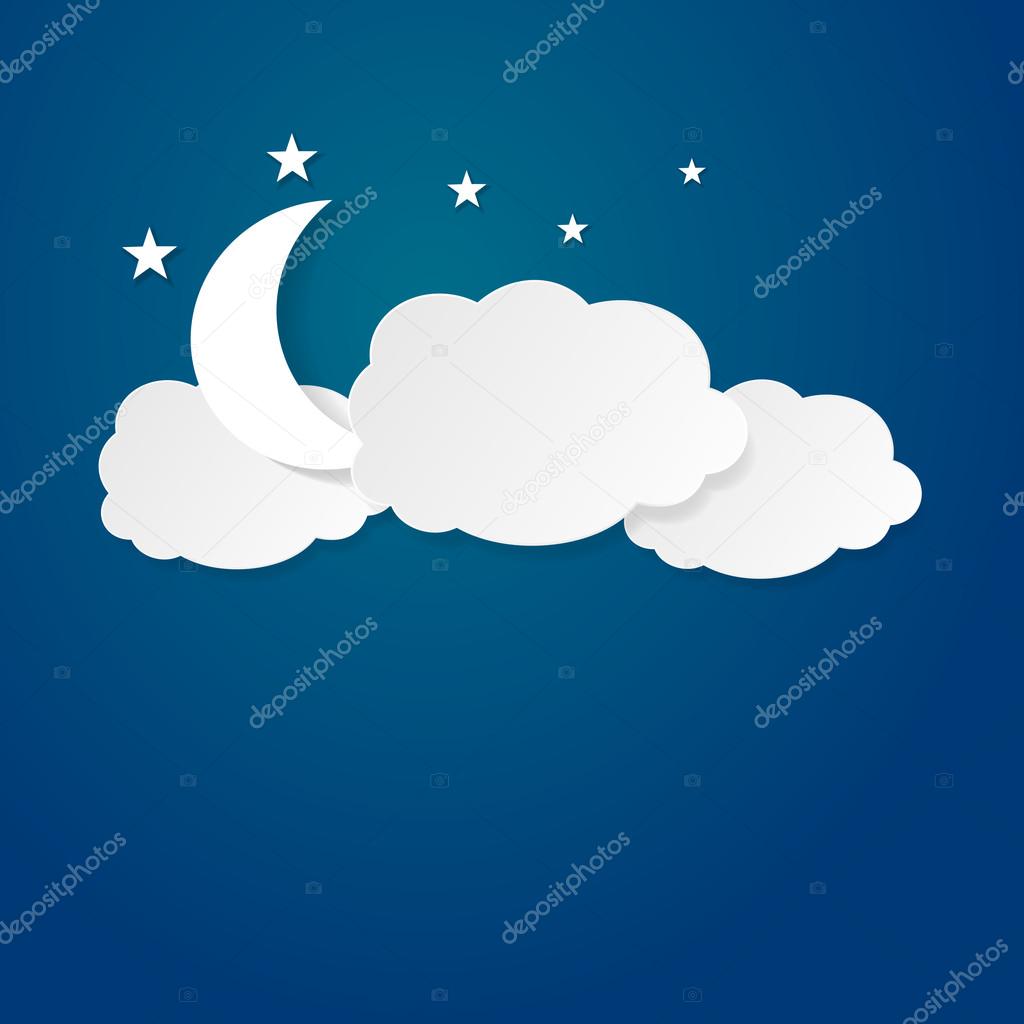 Moon between the clouds