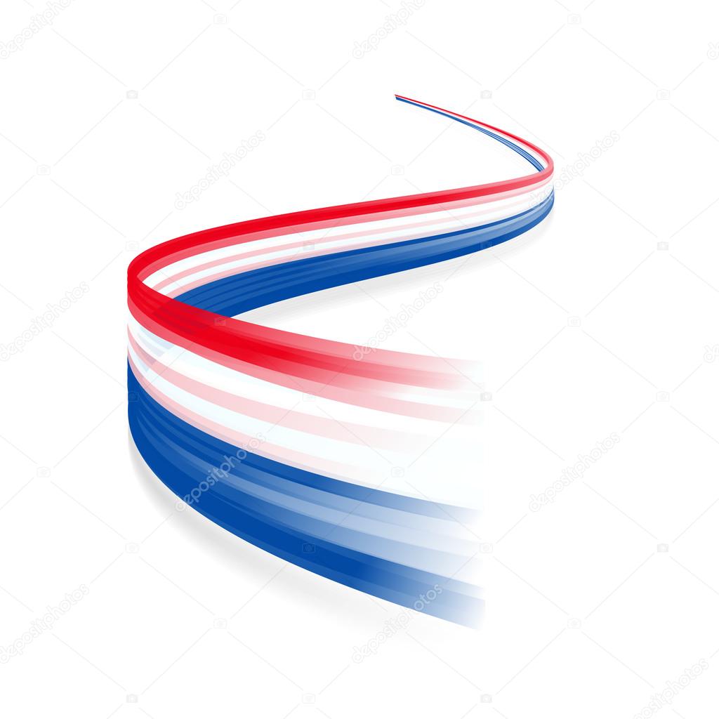 Abstract Dutch waving flag isolated on white background