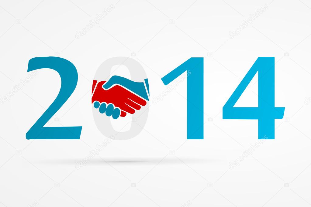 Year 2014 with shake hands logo
