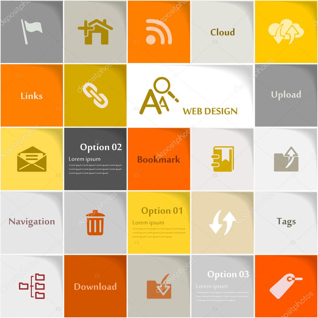 Web design icon set vector abstract background