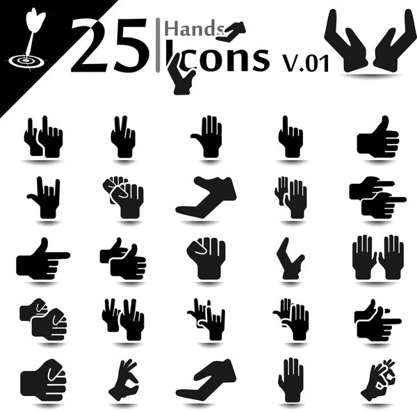 Icônes de la main v.01 — Image vectorielle