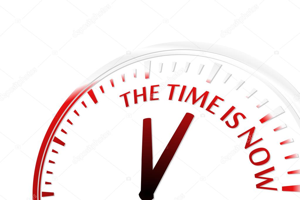 The time is now clock vector illustration