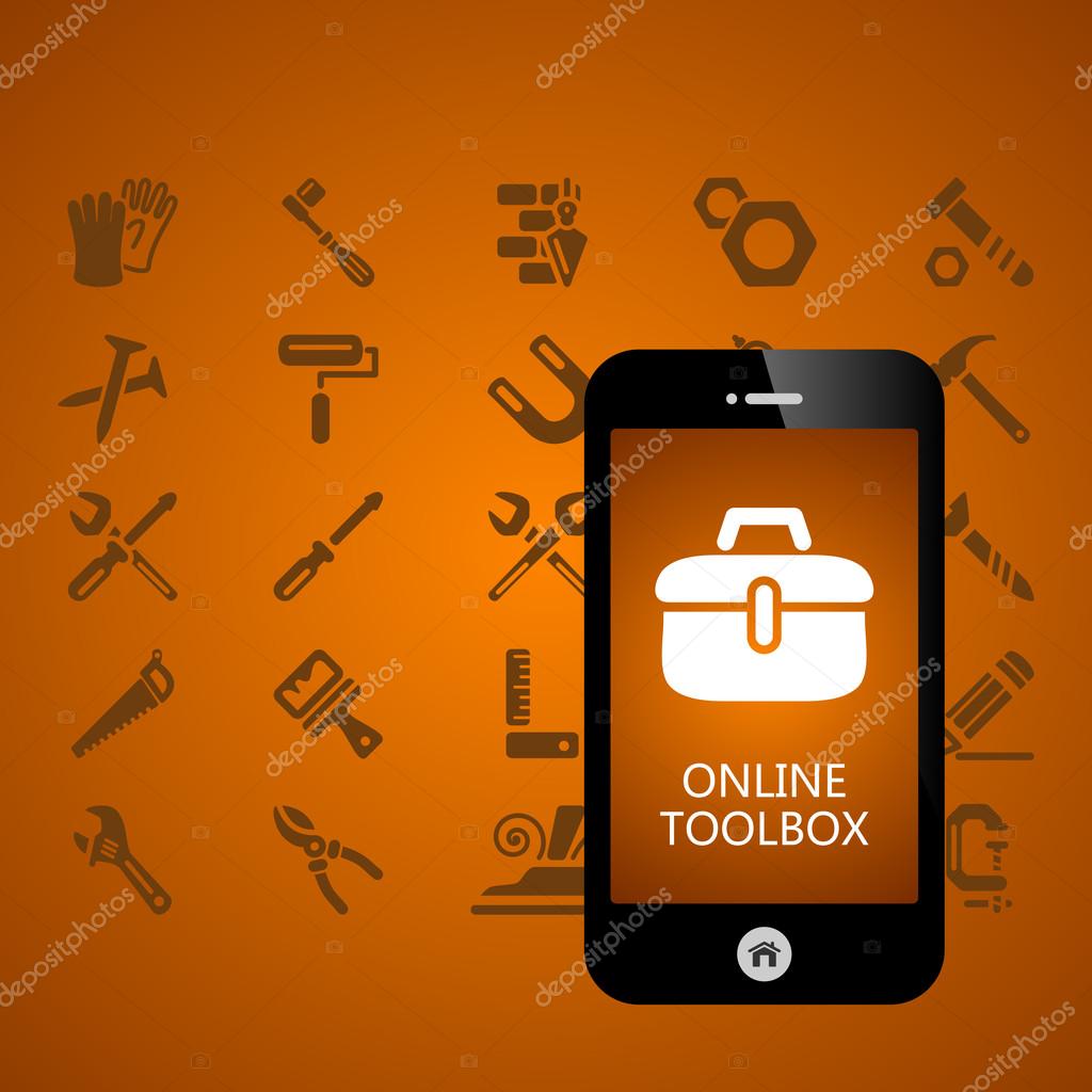 Tools mobile phone applications vector illustration