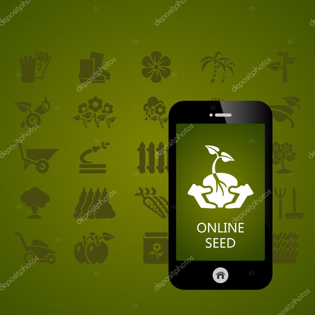 Gardening icon set vector abstract background