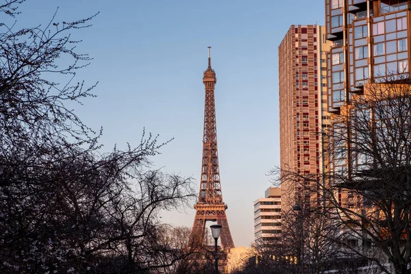 Torre Eiffel Pôr Sol Com Belas Cores Paris — Fotografia de Stock