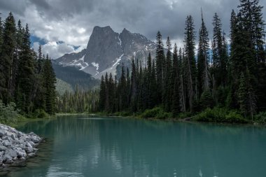 River leaving the Emerald lake with an impressive peak in Canada