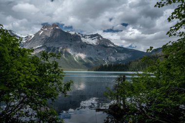 Lighting and reflection effect on the mountain and the Emerald lake in Canada