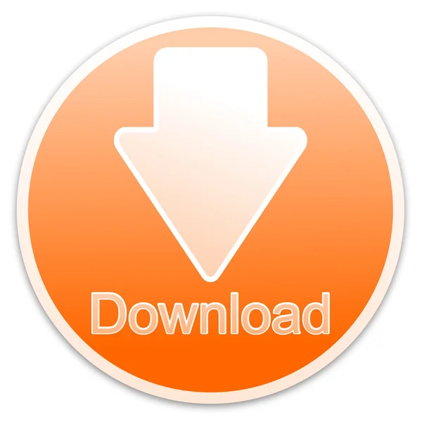 Botão de download laranja (círculo ) — Fotografia de Stock