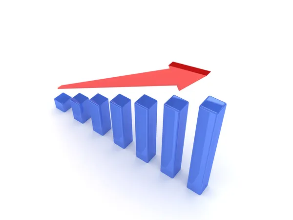 Grafik bisnis dengan panah yang meningkat. Ilustrasi 3D Konsep . — Stok Foto
