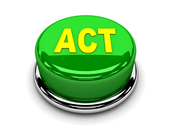 3d button green act start push — Stock Photo, Image