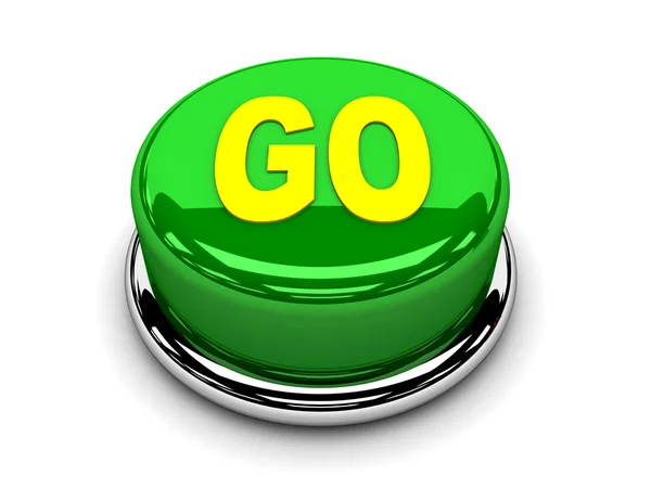 3d кнопка зеленый Go Power Start push — стоковое фото