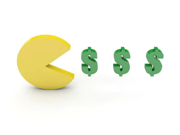 Pacman money food. Konzept 3D Illustration. — Stockfoto