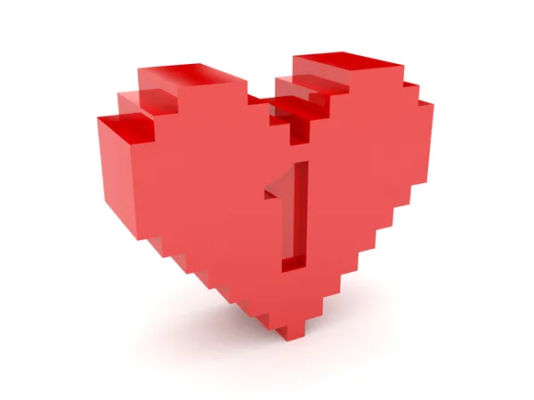 3D heart. Number 1 cutout inside. Concept illustration. — Stock Photo, Image