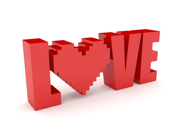 3D metin sevgi ve kalp. Konsept illüstrasyon — Stok fotoğraf