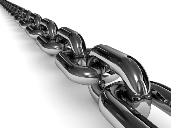 Chromed chain over white background. 3D Concept illustration. — Stock Photo, Image