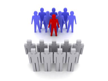 ile lider lideri olmadan takım karşı takım, kalabalık. Konsept illüstrasyon