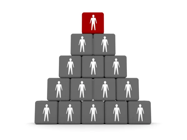 Begreppet hierarki. ledare på toppen. 3D illustration — Stockfoto