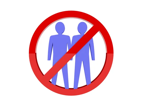 Gay não é permitido proibir sinal vermelho. Conceito ilustração 3D . — Fotografia de Stock