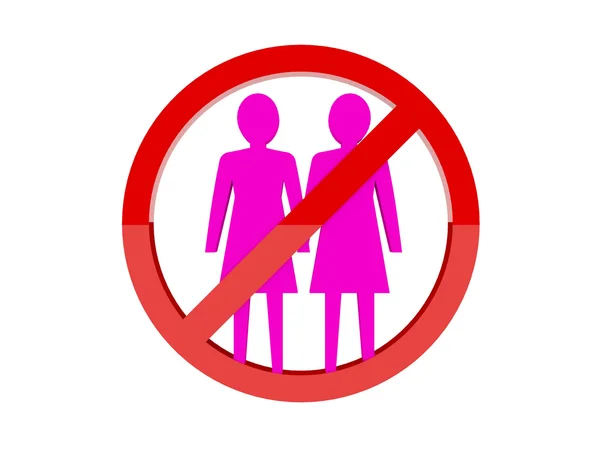 Lesbianas no permitidas señal roja prohibida. Concepto Ilustración 3D . —  Fotos de Stock