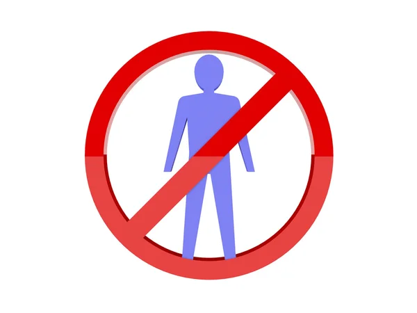 Homens não permitidos proibiram o sinal vermelho. Conceito ilustração 3D . — Fotografia de Stock