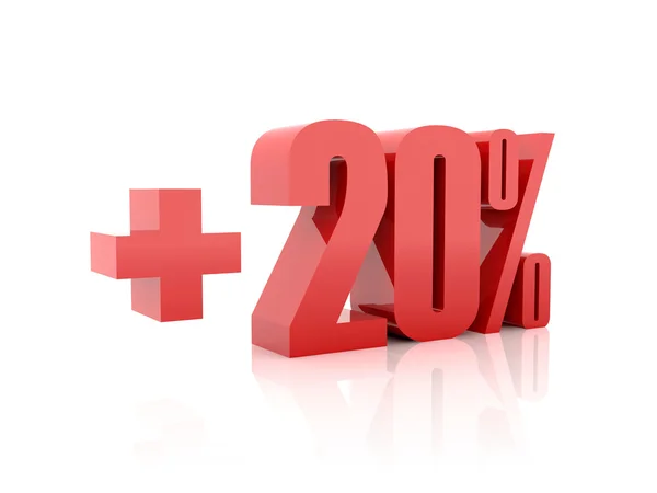 Plus 20 percent. Concept 3D illustration. — Stock Photo, Image