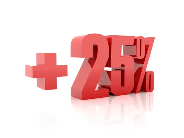 Plus 25 percent. Concept 3D illustration. — Stock Photo, Image