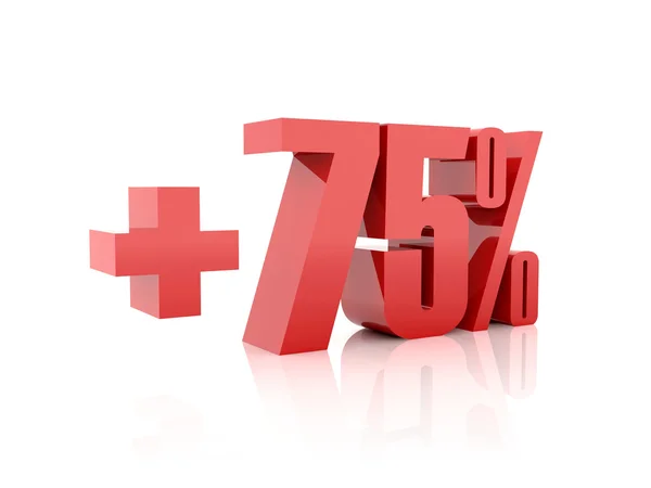 Plus 75 percent. Concept 3D illustration. — Stock Photo, Image