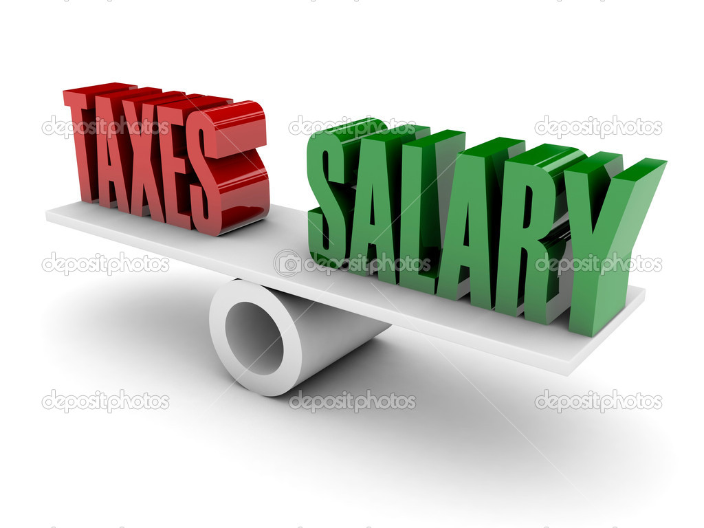 Taxes and Salary opposition. Concept 3D illustration.