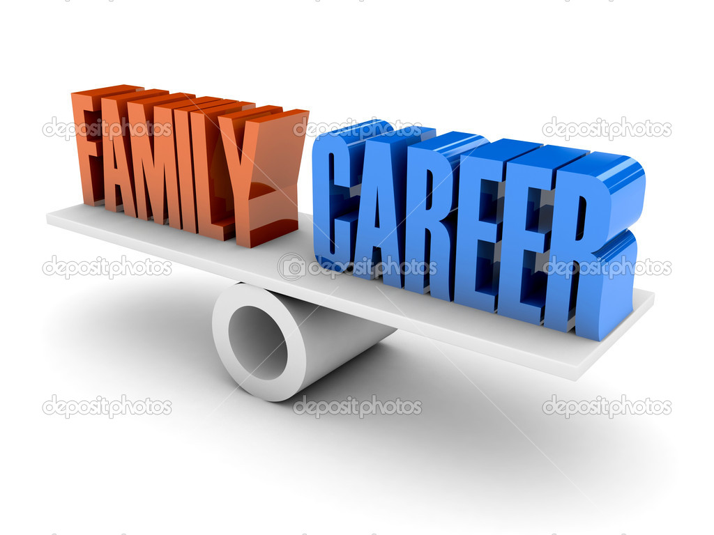 Family and Career balance. Concept 3D illustration.