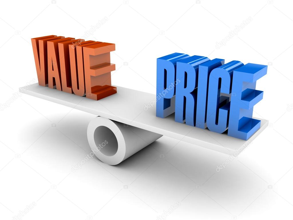 Value and Price balance. Concept 3D illustration.