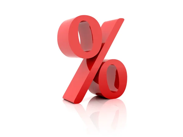 Percent. Red on white background. Concept 3D illustration — Stock Photo, Image