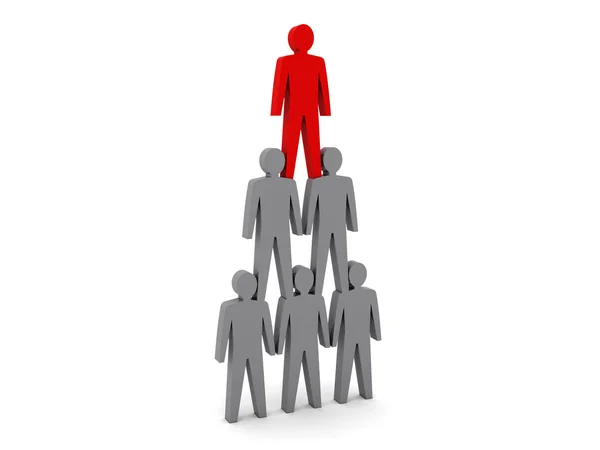 Menselijke piramide. team hiërarchie. bedrijf de baas. concept 3d illustratie — Stockfoto