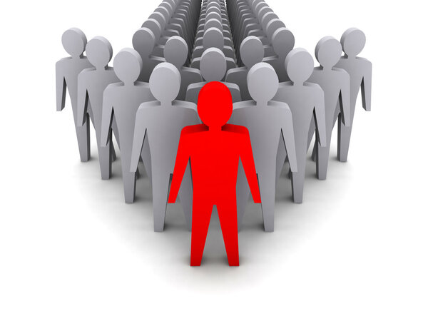 Командир группы. Начальник компании. Командная работа. Концепция 3D иллюстрации
