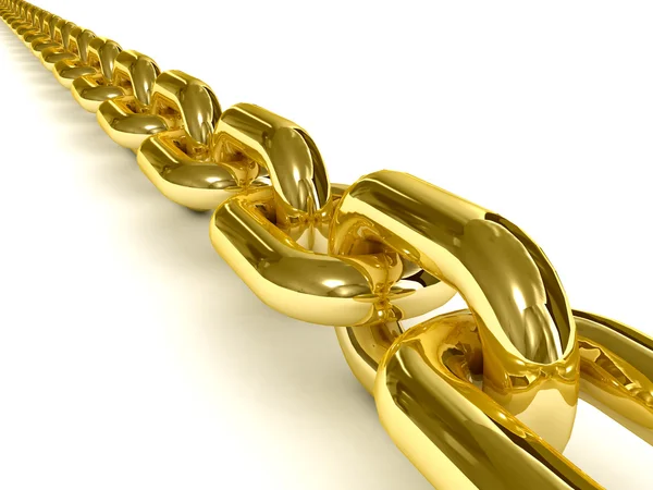 Golden chain over white background. 3D Concept illustration. — Stock Photo, Image