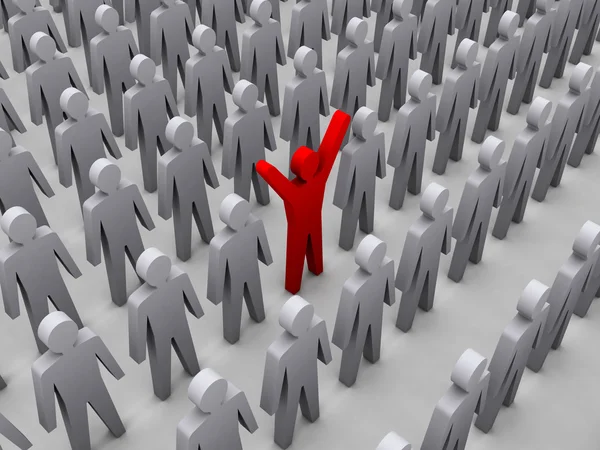 Unique person in crowd. Concept 3D illustration — Stock Photo, Image