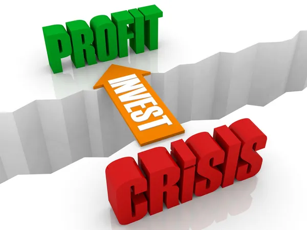 INVEST è il ponte da CRISIS a PROFIT. Concetto Illustrazione 3D . — Foto Stock