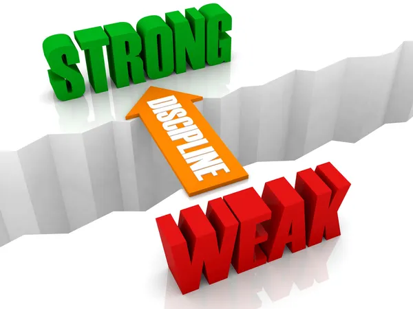 Discipline is de brug van zwak tot sterk. concept 3d illustratie. — Stockfoto