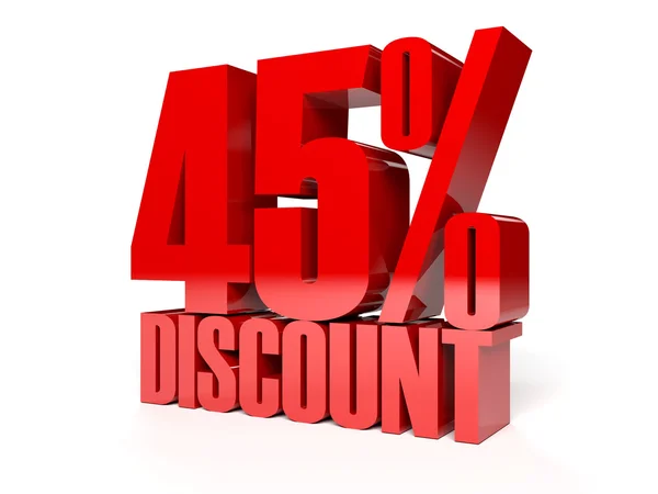 45 percent discount. Red shiny text. Concept 3D illustration. — Stock Photo, Image