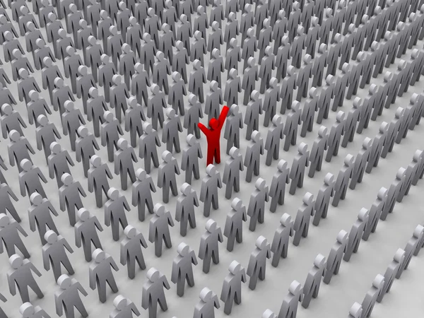 Unique person in crowd. Concept 3D illustration — Stock Photo, Image