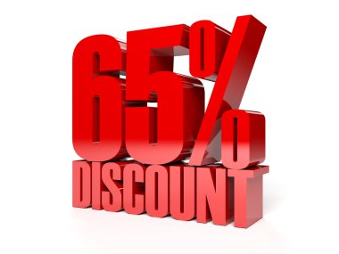 yüzde 65'i indirim. kırmızı parlak metin. Konsept illüstrasyon.