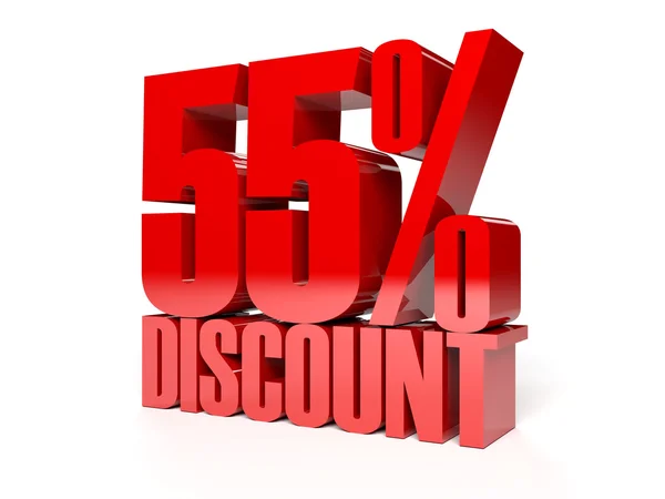 55 percent discount. Red shiny text. Concept 3D illustration. — Stock Photo, Image