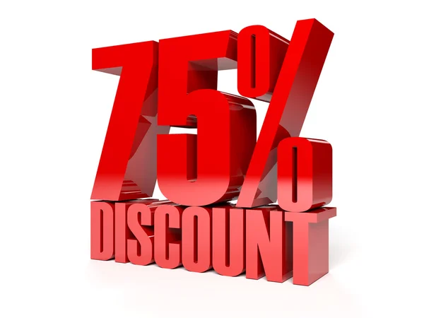 75 percent discount. Red shiny text. Concept 3D illustration. — Stock Photo, Image