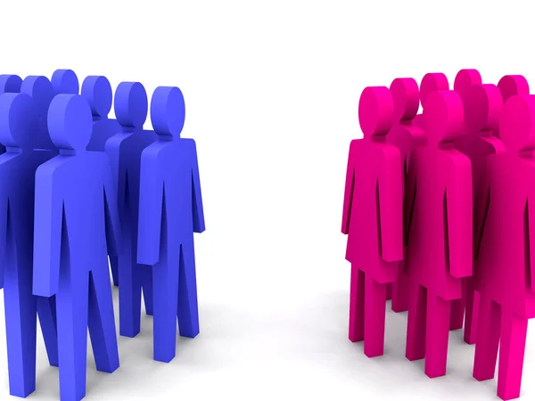 Grupos de hombres y mujeres. Concepto Ilustración 3D . — Foto de Stock