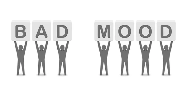 Men holding the words bad mood . Concept 3D illustration. — Stock Photo, Image